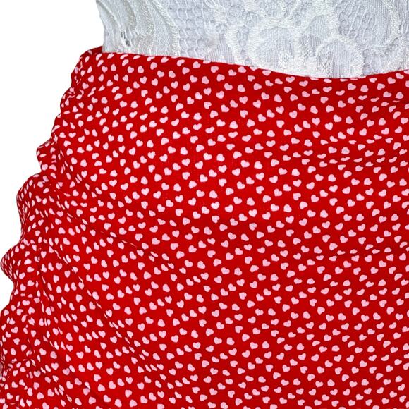 Aqua Heart Ruched Double Ruffle Mini Skirt Red/White Women Medium NWT Valentine - Picture 3 of 9